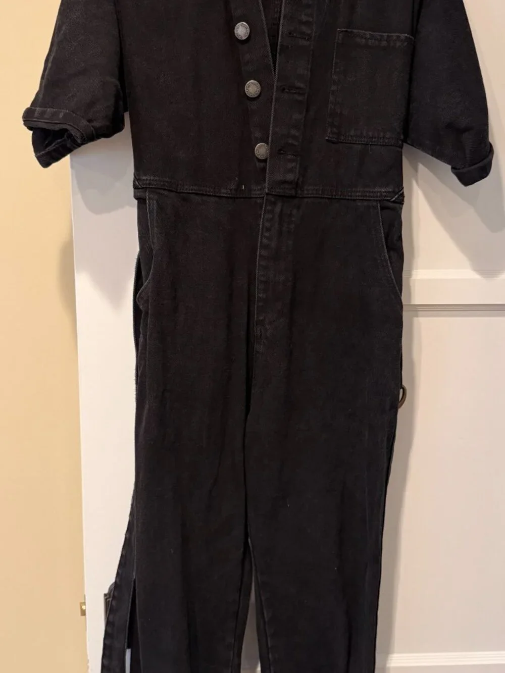 Nasty Gal Black Denim Jumpsuit Boilersuit, US 4 - Picture 5 of 5